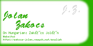 jolan zakocs business card